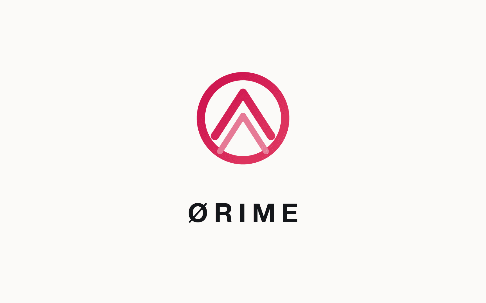 ØRIME のシンボルマーク。円（ゼロ／京都）の中に、二重の折り目（土台と到達点）を重ねている。